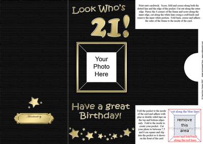 Add a Photo 21st Birthday Card with Easy Fold Frame