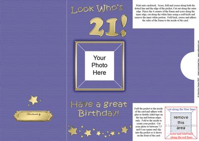 Add a Photo 21st Birthday Card with Easy Fold Frame