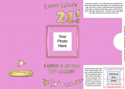 Add a Photo 21st Birthday Card with Easy Fold Frame