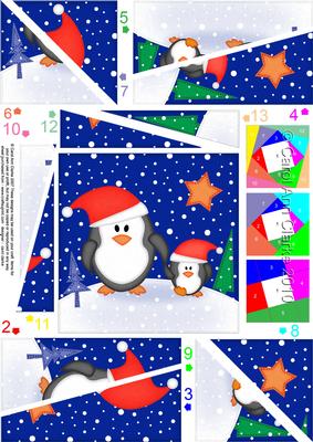 Cute Christmas Penguins Felties Twisted Spiral Side Stacker