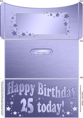 25th Birthday Metallic Age Money or Gift Wallet and Card