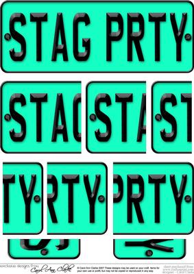 Stag Party Novelty Number Plate with Side Stacker