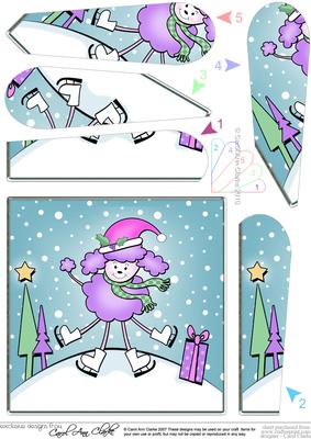 Cute Xmas Poodle Quick Card with Fan Pyramage Topper
