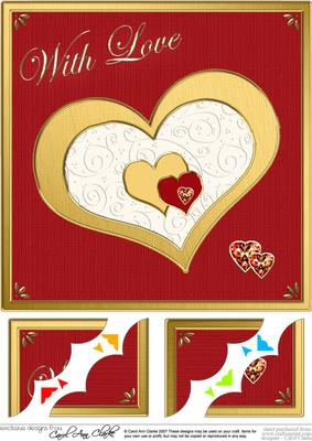 8 x 8 Elegant Hearts Scalloped Corner Topper