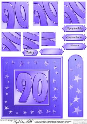 90th Bright Metallic Age Quick Card with Twisted Pyramage