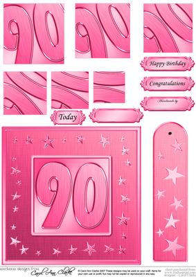 90th Bright Metallic Age Quick Card with Twisted Pyramage