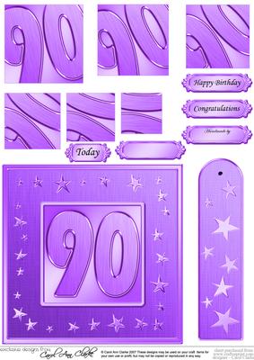 90th Bright Metallic Age Quick Card with Twisted Pyramage