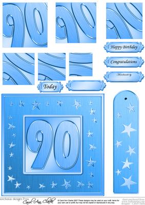 90th Bright Metallic Age Quick Card with Twisted Pyramage