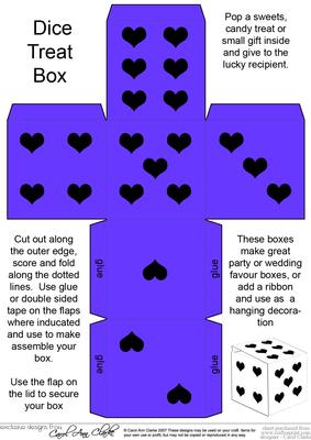 Lots of Hearts Dice Shaped Treat or Favour Box