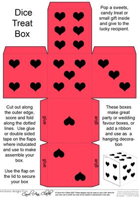 Lots of Hearts Dice Shaped Treat or Favour Box