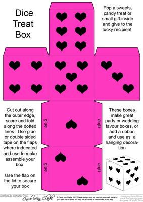 Lots of Hearts Dice Shaped Treat or Favour Box