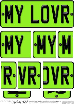 My Lover Novelty Number Plate with Side Stacker