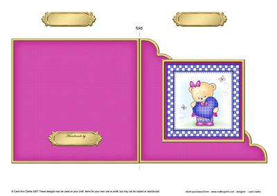 Cute Hunney Bear Rosie has a Heart Cut and Fold Corner Card  