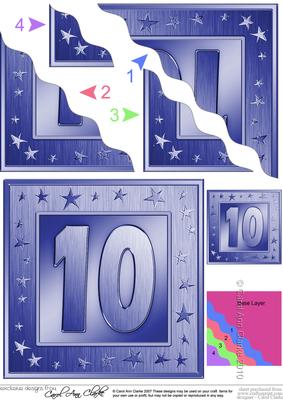 10th Bright Metallic Age Wavy Corner Side Stacker Topper