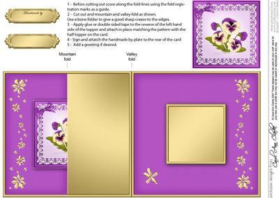 Pansy on Butterfly Lace No-hole Fold Back Card