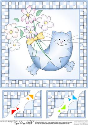 Cute Cat - 8 x 8 Scalloped Corner Topper 