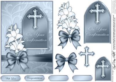 5 x 7 Confirmation Metallic Greeting with 3D Decoupage