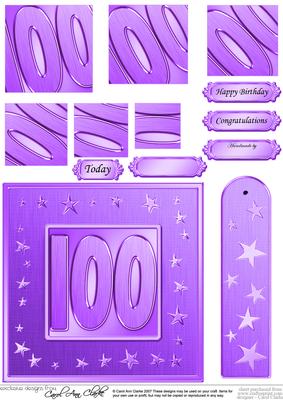 100th Bright Metallic Age Quick Card with Twisted Pyramage