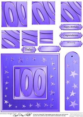 100th Bright Metallic Age Quick Card with Twisted Pyramage