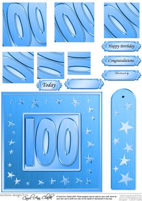 100th Bright Metallic Age Quick Card with Twisted Pyramage