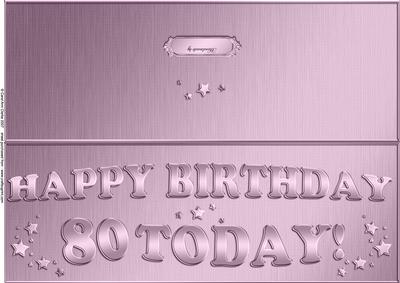 Large Dl 80th Birthday Quick Cut and Fold Card