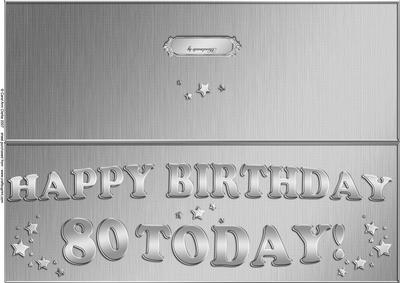 Large Dl 80th Birthday Quick Cut and Fold Card
