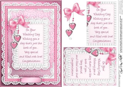 A5 Wedding Day Lace and Pearls Quick Card with Pyramage