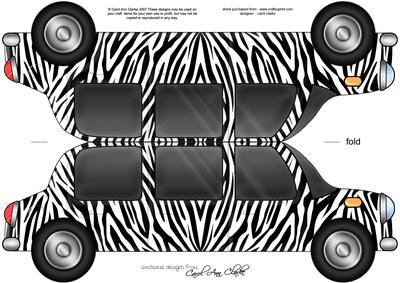 Large Dl Zebra Stripe Stretch Limo Shaped Card