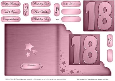 18th Metallic Age Cut and Fold Corner Card