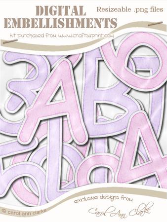 Baby Pinks Felties Uppercase Alpha Digital Embellishment