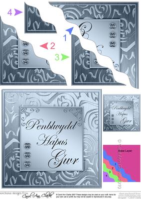 Elegant Metallic Welsh Birthday Husband Wavy Corner Stacker