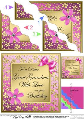 Floral Elegance Birthday Great Grandma Wavy Corner Stacker