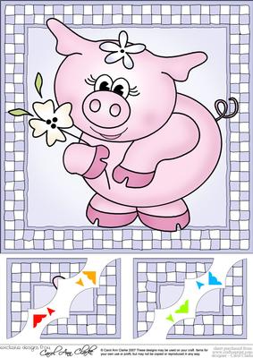 8 x 8 Princess Piggywig Scalloped Corner Topper