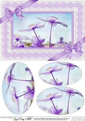A5 Clematis and Lace Oval Pyramage Topper