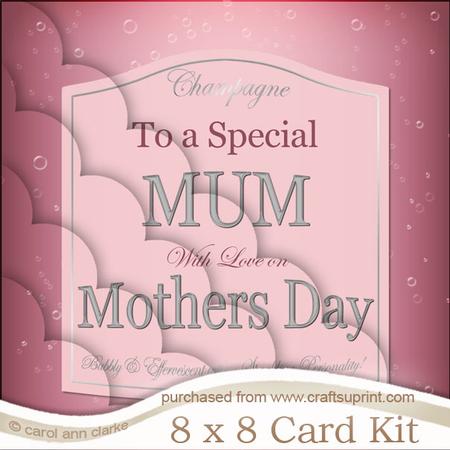 8 x 8 Mothers Day Pink Champers Kit with Scalloped Corners