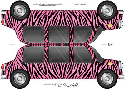 Large Dl Zebra Stripe Stretch Limo Shaped Card