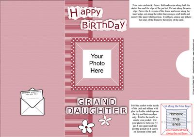 Add a Photo Birthday Granddaughter with Easy Fold Frame