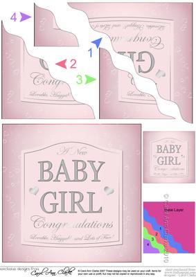 New Baby Girl Champers Label Wavy Corner Side Stacker