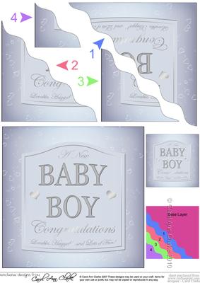 New Baby Boy Champers Label Wavy Corner Side Stacker