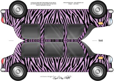 Large Dl Zebra Stripe Stretch Limo Shaped Card