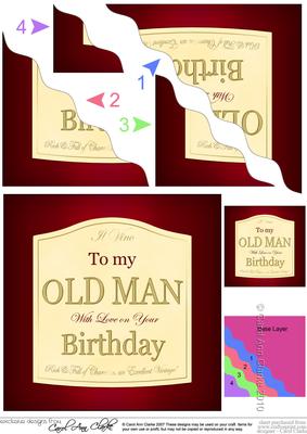 My Old Man Birthday Wine Label Wavy Corner Side Stacker Topp