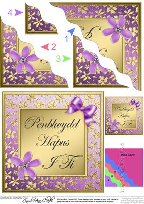 Floral Elegance Welsh Happy Birthday Wavy Corner