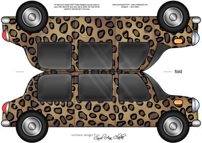 Large Dl Leopardskin Stretch Limo Shaped Card