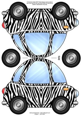 Funky Car Zebra Striped Shaped Card
