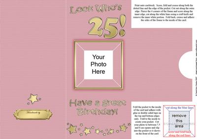 Add a Photo 25th Birthday Card with Easy Fold Frame
