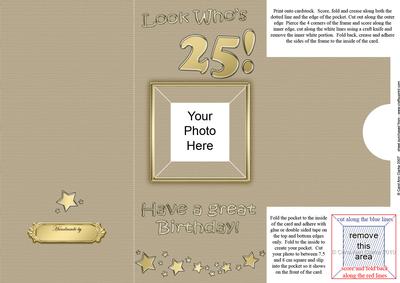 Add a Photo 25th Birthday Card with Easy Fold Frame