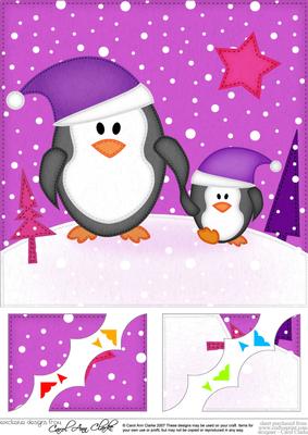 8 x 8 Penguin Felties Scalloped Corner Topper