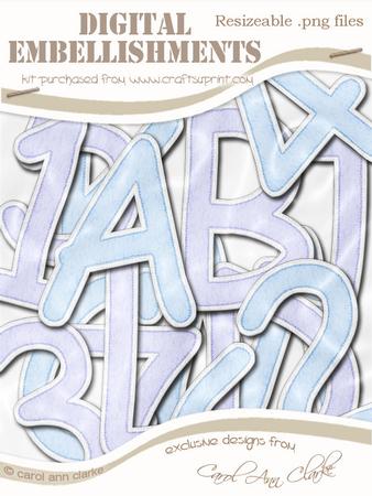 Baby Blues Uppercase Felties Alpha Digital Embellishment