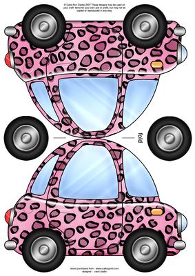 Funky Leopardskin Car Shaped Card
