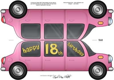 Large Dl 18th Birthday Stretch Limo Shaped Card